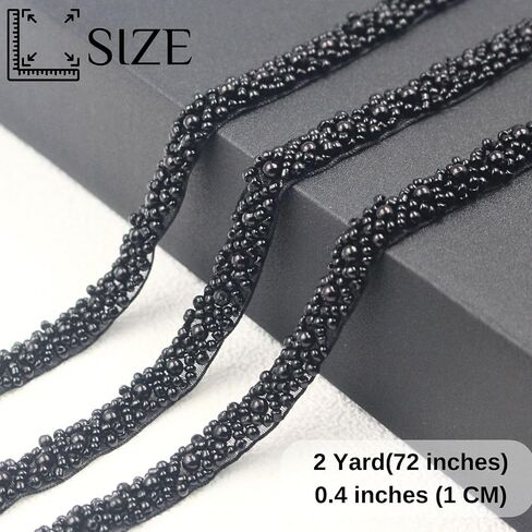 PEARLY JUN 2 Yards Pearl Beaded Trim Bead Lace Border White Edge Ribbon Strips for Sewing Wedding Dress Applique Bridal Straps Embellishments Decoration (White White, 2 Yards) in Saudi Arabia