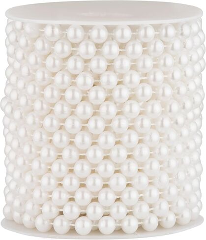8mm Pearl Garland, 33 Feet Faux Pearl Garland Spool Roll for Wedding Centerpiece Backdrop Christmas Tree and Flowers Decoration DIY Craft (White) in Kuwait