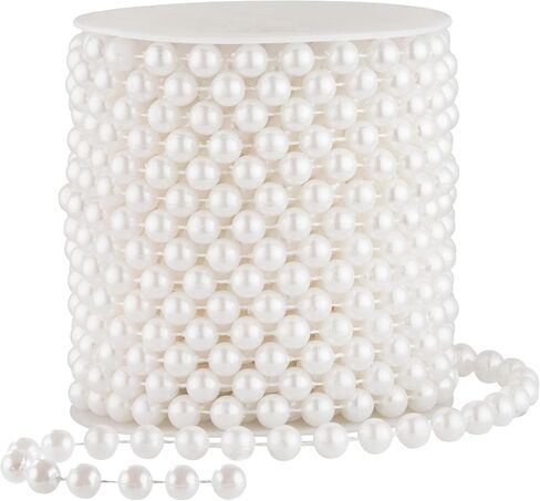 8mm Pearl Garland, 33 Feet Faux Pearl Garland Spool Roll for Wedding Centerpiece Backdrop Christmas Tree and Flowers Decoration DIY Craft (White) in Kuwait