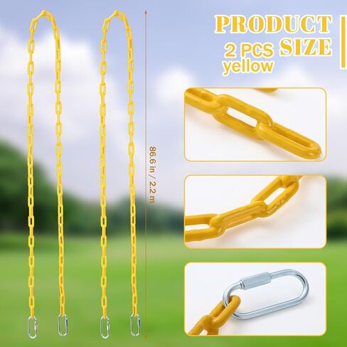 2 Pcs 87'' PVC Coated Swing Chain with 4 Free Quick Links Heavy Duty Hanging Swing Hardware Kit Anti-Rust Iron Link Chains for Playground Kids Tree Hammock Chairs Sandbags Accessories and Replacement in Kuwait