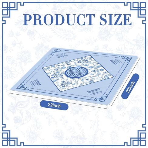 22 x 22 Inch Mini Mahjong Mat with Rules for Travel Set Chinoiserie Non-Slip Noise Reduction Game Mat Multi Purpose Game Table Cover for Mahjong Card Board Tile Games in Saudi Arabia