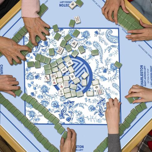 22 x 22 Inch Mini Mahjong Mat with Rules for Travel Set Chinoiserie Non-Slip Noise Reduction Game Mat Multi Purpose Game Table Cover for Mahjong Card Board Tile Games in Saudi Arabia