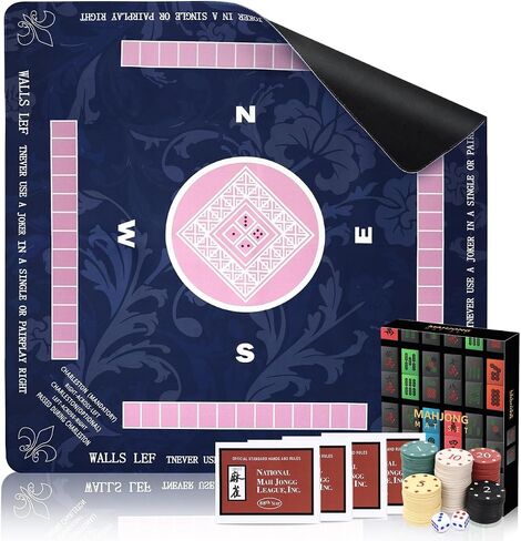 Mahjong Mat for Table with Rules, Non-Slip Noise Reduction Gaming Mat 31.5×31.5 Inch for Mahjong/Poker/Board Games/Card Games/Dominoes Games/Cards 2025 in Saudi Arabia