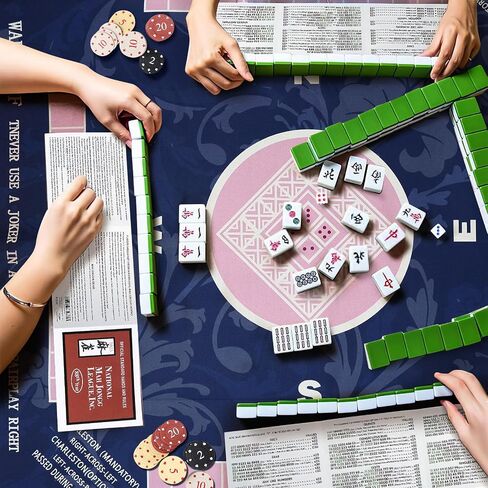 Mahjong Mat for Table with Rules, Non-Slip Noise Reduction Gaming Mat 31.5×31.5 Inch for Mahjong/Poker/Board Games/Card Games/Dominoes Games/Cards 2025 in Saudi Arabia