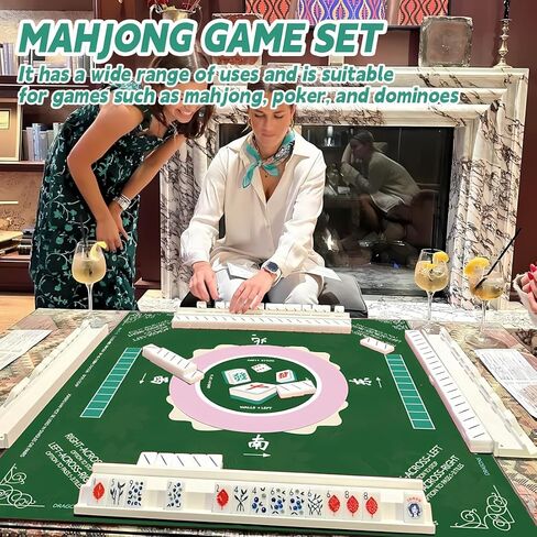 Mahjong Mat, Non-Slip Noise Reduction Mahjong Mat for Mahjong Table, Game Mat Suitable for Mahjong, Card Games, Board Games, 32 in * 32 in Game Mat, Can Be Stored in Our Storage Bag (Blue) in Saudi Arabia
