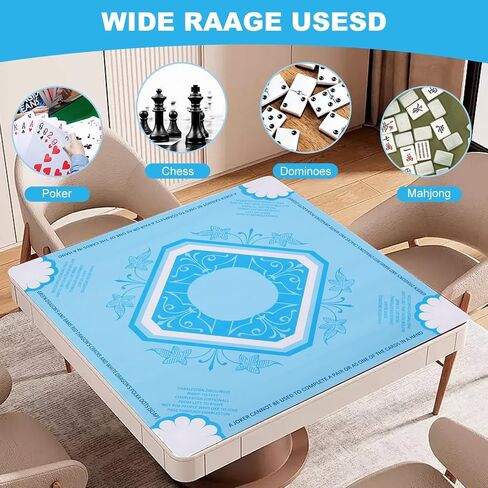 Mahjong Mat ، هدية لجميع عشاق Mahjong ، سميك من الضوضاء المقاومة للضوضاء غير القابلة للماء مع حقيبة حمل سوداء ، مناسبة ل Mahjong ، Solitaire ، ألعاب الطاولة ، ألعاب Dominoes (الأزرق الفاتح) in Kuwait