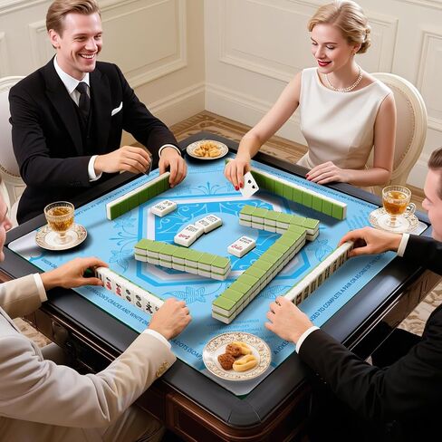 Mahjong Mat ، هدية لجميع عشاق Mahjong ، سميك من الضوضاء المقاومة للضوضاء غير القابلة للماء مع حقيبة حمل سوداء ، مناسبة ل Mahjong ، Solitaire ، ألعاب الطاولة ، ألعاب Dominoes (الأزرق الفاتح) in Kuwait