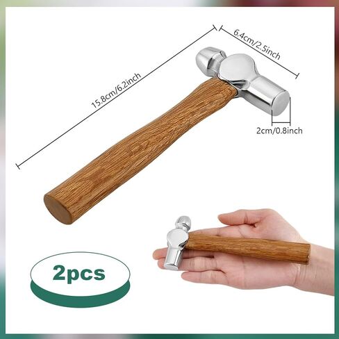 Ph Pandahall 2pcs الكرة الصغيرة الممرقة المطرقة 4oz من الصلب الكربون المجوهرات مزدوج المعادن مزدوجة مع مقبض خشبي لورشة العمل المعدنية المعادن تشكل الختم ، 6.2 " in Kuwait