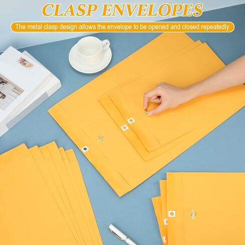 60 PCS 3 أحجام مظاريف قفل مراسلة كبيرة 14 × 18 ، 10 × 13 ، 9 × 12 مغلف مانيلا Jumbo Kraft مع إغلاق المشبك للخصوصية لضمان تخزين المستندات البريدية أعمال in Saudi Arabia