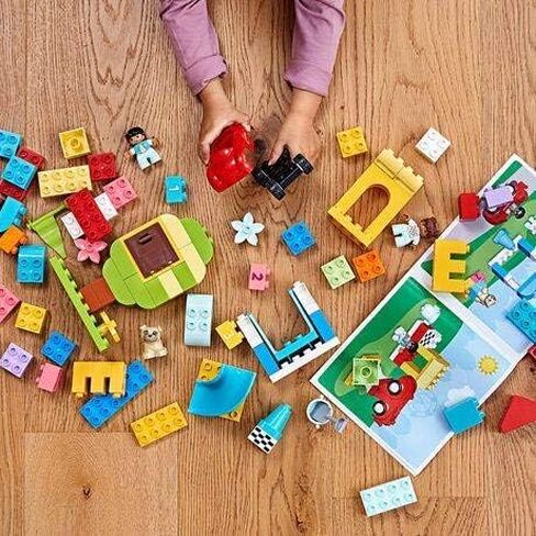 LEGO DUPLO Classic Deluxe Brick Box 10914 Starter Set - Features Storage Box, Bricks, Duplo Figures, Dog, and Car, Creative Play, Great Early Learning Toy for Toddlers Ages 18+ Months in Saudi Arabia