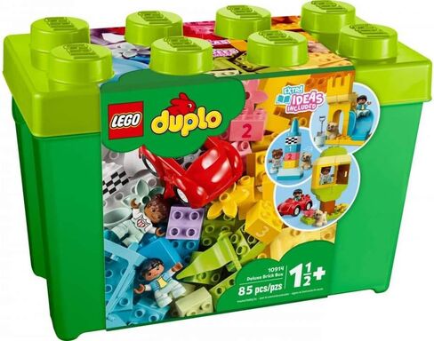 LEGO DUPLO Classic Deluxe Brick Box 10914 Starter Set - Features Storage Box, Bricks, Duplo Figures, Dog, and Car, Creative Play, Great Early Learning Toy for Toddlers Ages 18+ Months in Saudi Arabia