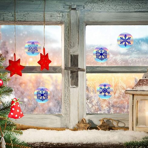 600 Pieces Snowflake Stickers Christmas Adhesive Holographic Stickers Laser Roll Round Tags for Envelope Seals Decals Decoration, 6 Styles in Saudi Arabia