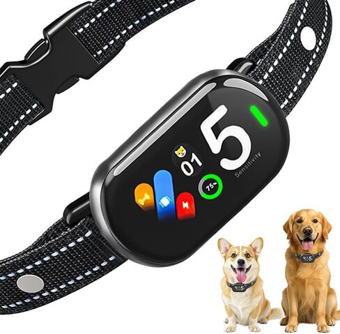 Bark Collar for Small Medium Large Dogs, Rechargeable Smart Dog Bark Collar, Anti Barking Training Collar with 5 Adjustable Sensitivity,Bark Shock Collar with Beep Vibration (Grey) in Saudi Arabia