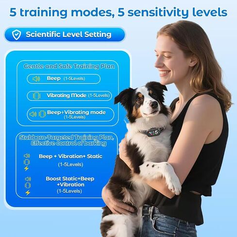 Bark Collar for Small Medium Large Dogs, Rechargeable Smart Dog Bark Collar, Anti Barking Training Collar with 5 Adjustable Sensitivity,Bark Shock Collar with Beep Vibration (Grey) in Saudi Arabia