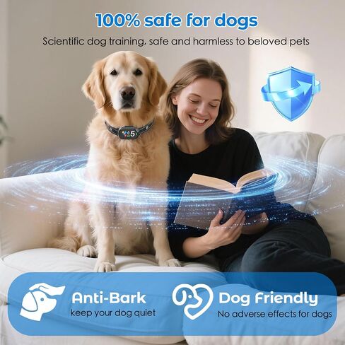 Bark Collar for Small Medium Large Dogs, Rechargeable Smart Dog Bark Collar, Anti Barking Training Collar with 5 Adjustable Sensitivity,Bark Shock Collar with Beep Vibration (Grey) in Saudi Arabia