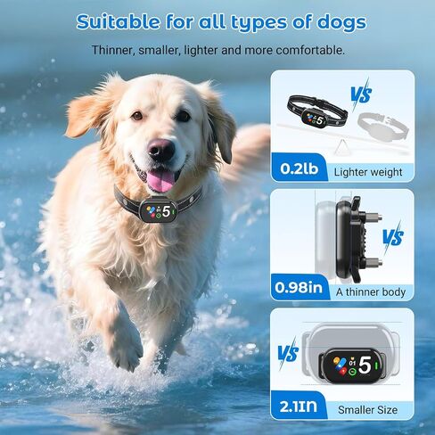 Bark Collar for Small Medium Large Dogs, Rechargeable Smart Dog Bark Collar, Anti Barking Training Collar with 5 Adjustable Sensitivity,Bark Shock Collar with Beep Vibration (Grey) in Saudi Arabia