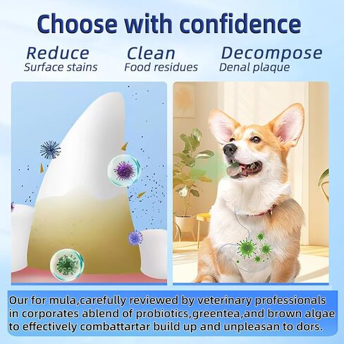 No-Brush Dog Teeth Cleaning Powder Eliminates Plaque in 30 Seconds, Dental Powder Cats Breath Freshener, Teeth Care Plaque Off Pet Tooth, Bad Breath Remedy Tartar Remover for Dogs with Enzymes in Saudi Arabia