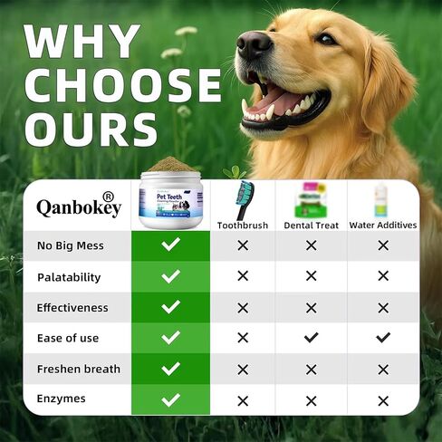 No-Brush Dog Teeth Cleaning Powder Eliminates Plaque in 30 Seconds, Dental Powder Cats Breath Freshener, Teeth Care Plaque Off Pet Tooth, Bad Breath Remedy Tartar Remover for Dogs with Enzymes in Saudi Arabia
