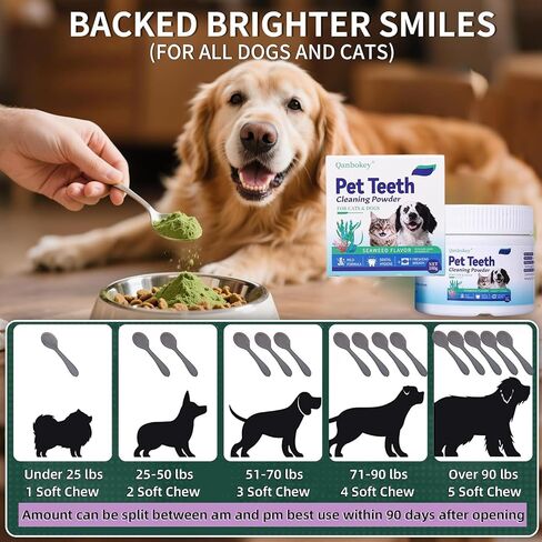 No-Brush Dog Teeth Cleaning Powder Eliminates Plaque in 30 Seconds, Dental Powder Cats Breath Freshener, Teeth Care Plaque Off Pet Tooth, Bad Breath Remedy Tartar Remover for Dogs with Enzymes in Saudi Arabia