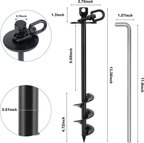 iklekione Dog Tie Out and Stake,360° Swivel Dog Stake-No Tangle,Outdoor Anti-Rust Dog Run,for Large Dogs up to 220 lbs in Kuwait