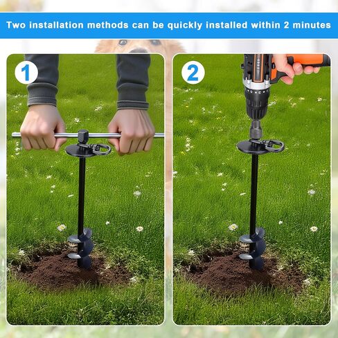 iklekione Dog Tie Out and Stake,360° Swivel Dog Stake-No Tangle,Outdoor Anti-Rust Dog Run,for Large Dogs up to 220 lbs in Kuwait