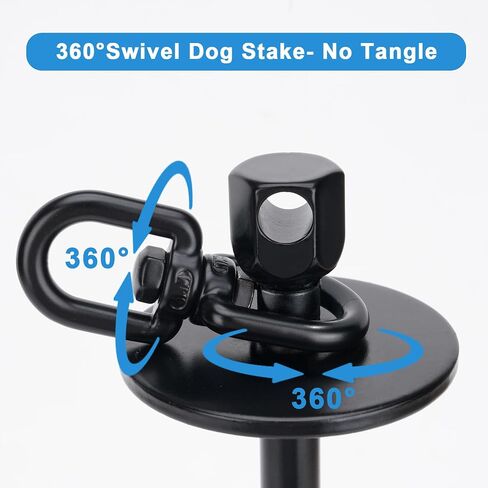iklekione Dog Tie Out and Stake,360° Swivel Dog Stake-No Tangle,Outdoor Anti-Rust Dog Run,for Large Dogs up to 220 lbs in Kuwait