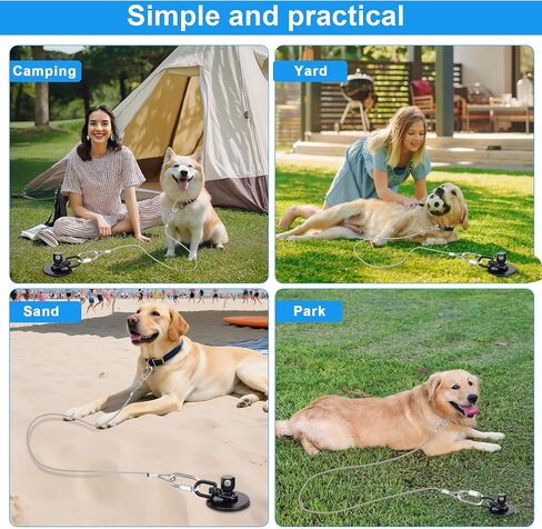 iklekione Dog Tie Out and Stake,360° Swivel Dog Stake-No Tangle,Outdoor Anti-Rust Dog Run,for Large Dogs up to 220 lbs in Kuwait