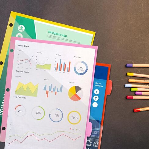 WOT I 8-TAB Binder Dividers مع جيب أمامي واضح-3 مجموعات ، فواصل جيب بلاستيكية قابلة لإعادة الاستخدام لثلاثة رنين ، 4 ألوان نابضة بالحياة ، مقاومة للدموع ، إجمالي 24 علامات تبويب in Kuwait