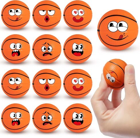 12 حزمة كرات الإجهاد كرة السلة مع 6 وجوه مضحكة - 1.57 بوصة Mini Squishy Partball Party Favors ، Goodie Bag Stuffers ، جوائز صندوق الكنز في الفصول الدراسية ، ألعاب الإغاثة في سن المراهقة وأطفال هدايا عيد ميلاد in Kuwait