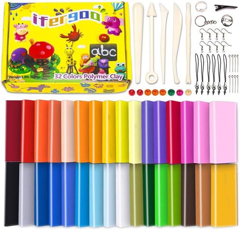 مجموعات طين بوليمر Ifergoo ، طين الطين من الفرن ، طين نماذج DIY آمنة وغير سامة ، وأدوات وملحقات طين النحت ، هدية مثالية للأطفال والبالغين والفنانين in Kuwait