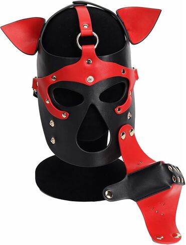 القناع البالغين PU Leather Puppy Hood ، قناع COSPLAY COSPLAY COSPLAY القابل للإزالة. in Kuwait