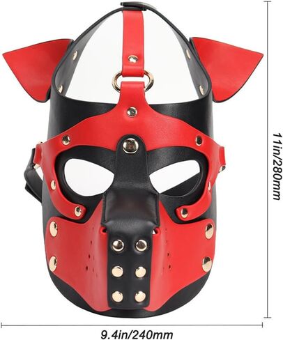 القناع البالغين PU Leather Puppy Hood ، قناع COSPLAY COSPLAY COSPLAY القابل للإزالة. in Kuwait