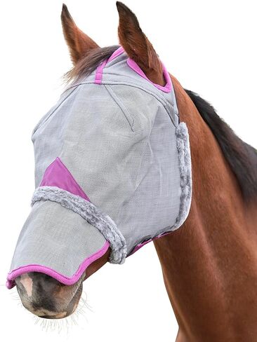 Weatherbeeta Comfitec Deluxe Deane Mesh Mask مع الأنف ، الأسود/الأرجواني ، Mini in Saudi Arabia