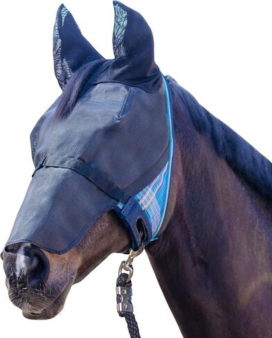 Kensington 90 ٪ UV Fly Mask Halter Catchmask Uviator - مع الأذنين والأنف القابل للإزالة والفتحة forelock *ملائمة فسيحة ، كبيرة ، اليشم الإمبراطوري in Saudi Arabia