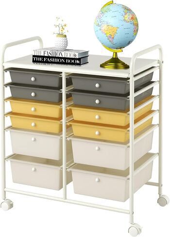 Happygrill 20-Drawer Organizer Cart Tools, Mobile Utility Storage Cart with Removable Drawers & Lockable Wheels, Rolling Storage Cart with wheels for Home Office School(Gradient Pink) in Saudi Arabia