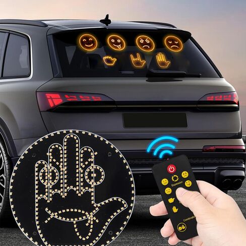 ضوء إيماءات إصبع السيارة ، علامة يد LED مضحكة مع التحكم عن بُعد ، زخرفة النافذة الخلفية التي تسيطر عليها الإيماءات اللاسلكية للشاحنات/سيارات الدفع الرباعي in Saudi Arabia