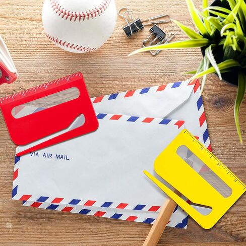 12 Pcs Envelope Opener Letter Opener Envelope Slitter Wrapping Paper Cutter with Concealed Blade Package Mail Cutter Tool with Scale Magnifying Glass for Office Home in Saudi Arabia