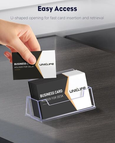 UniClife 2 Pack Acrylic Business Card حامل لمكتبي 3 فتحات عرض بطاقة عمل واضحة للرجال والنساء بطاقة عمل منظم البطاقة المنظم للمكتب معرض المنزل ، 180 بطاقة بطاقة in Kuwait