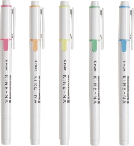 PILOT KIRE-NA Highlighter Set, Basic 5 Colors, Chisel and Fine Tip, Quick-Dry Pigment Ink, SKIW-1-5C1 in Saudi Arabia