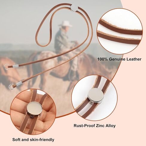 Genuine Leather Hat Chin Strap, Adjustable with Metal Clips, Windproof for Cowboy Straw Hats, Riding, Hiking, Outdoor in Saudi Arabia