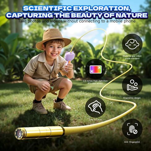 كاميرا ثعبان Borescope مع الضوء للأطفال ， مجموعة ألعاب تعليمية من المنظار الجذعية ， في الهواء الطلق التخييم الطبيعة استكشاف هدايا عيد ميلاد هداي للبنين والبنات الذين تتراوح أعمارهم بين 3 سنوات (أرجواني) (أرجواني) in Saudi Arabia