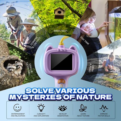 كاميرا ثعبان Borescope مع الضوء للأطفال ， مجموعة ألعاب تعليمية من المنظار الجذعية ， في الهواء الطلق التخييم الطبيعة استكشاف هدايا عيد ميلاد هداي للبنين والبنات الذين تتراوح أعمارهم بين 3 سنوات (أرجواني) (أرجواني) in Saudi Arabia