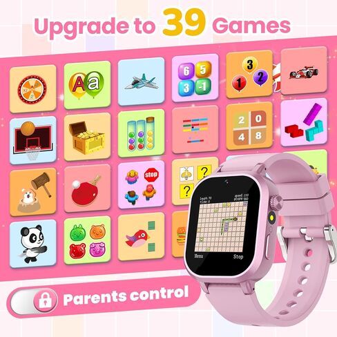 Waterproof Smart Watch for Kids Girls Ages 5-12 with 39 Games, HD Camera, Video, Music, Habit Tracking, Alarm, Pedometer, Kids Smart Watch Chrismars Birthday Gift for Girls Age 5 6 7 8(Pink) in Saudi Arabia
