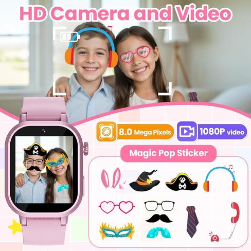 Waterproof Smart Watch for Kids Girls Ages 5-12 with 39 Games, HD Camera, Video, Music, Habit Tracking, Alarm, Pedometer, Kids Smart Watch Chrismars Birthday Gift for Girls Age 5 6 7 8(Pink) in Saudi Arabia