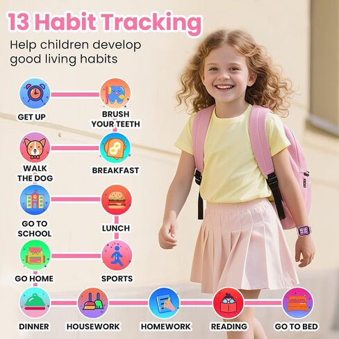 Waterproof Smart Watch for Kids Girls Ages 5-12 with 39 Games, HD Camera, Video, Music, Habit Tracking, Alarm, Pedometer, Kids Smart Watch Chrismars Birthday Gift for Girls Age 5 6 7 8(Pink) in Saudi Arabia