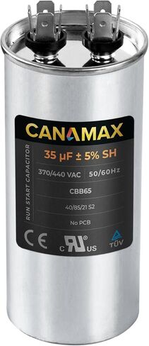 Canamax Premium 35 MFD uf ± 5% MFD 370 V VAC أو 440 فولت محرك متعدد الأغراض يعمل بمكثف دائري - متوافق مع مكيف الهواء أو مكثف المضخة الحرارية in Kuwait