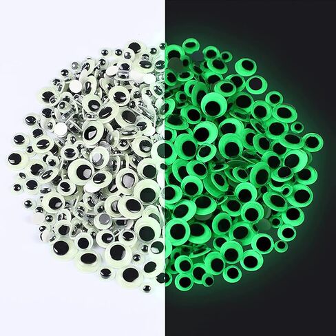 100 Pcs 6mm Glow in The Dark Googly Wiggle Eyes Self Adhesive Luminous Googly Eyes Plastic Eye Stickers Stick on Craft Eyes for Scrapbooking in Saudi Arabia