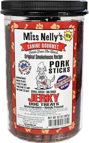Miss Nelly's- All Natural Beef Jerky Dog Treats Made in USA Only-Beef Jerky Treats for Dogs Original Smoke House Recipe-Minimally Processed Soft Sticks Jerky Dog Treats - 16 oz. Bag. in Kuwait