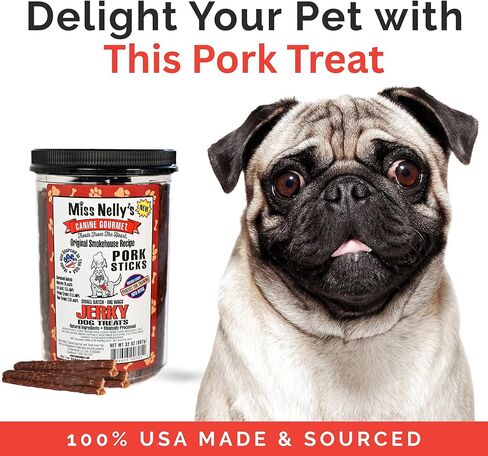 Miss Nelly's- All Natural Beef Jerky Dog Treats Made in USA Only-Beef Jerky Treats for Dogs Original Smoke House Recipe-Minimally Processed Soft Sticks Jerky Dog Treats - 16 oz. Bag. in Kuwait