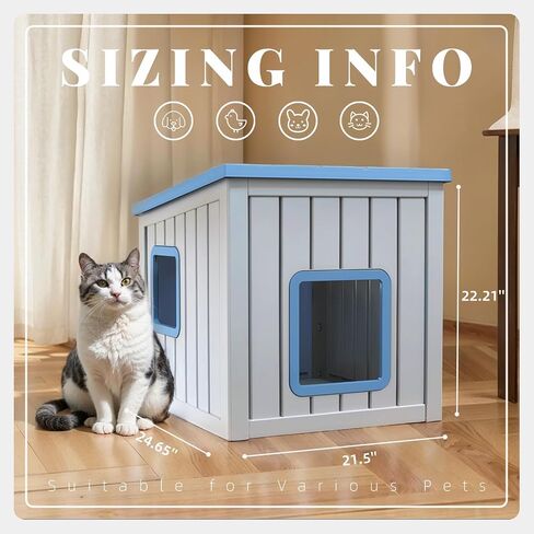 Cat House Indoor Outdoor Use Easy to Clean Durable Slanted Top Cat Bed Perfect for Cats Cozy Shelter (Black, 24.65 * 21.5 * 22.21) in Saudi Arabia